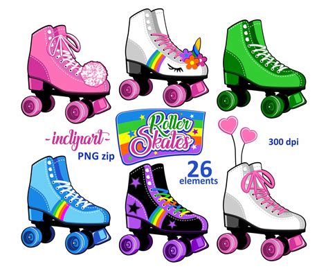 Skates Roller Skating Clipart For Birthday Parties Digital Papers