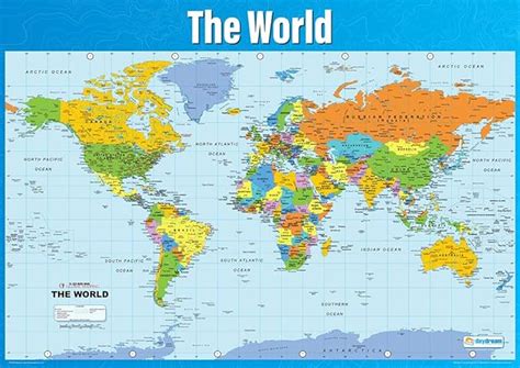 World Map Geography Posters Gloss Paper Measuring 850mm X 594mm A1