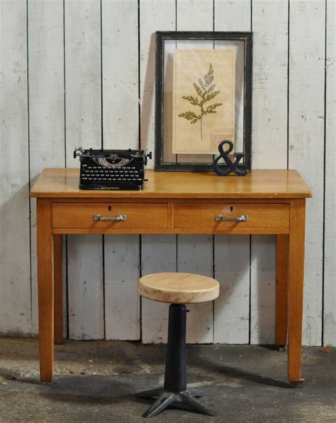 Vintage Solid Oak 1930s Clerks Office Desk Home Barn Vintage