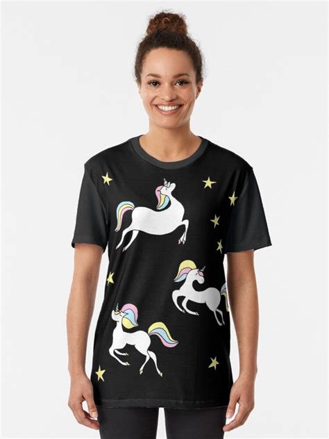 Fabulous Unicorns Among The Stars Repeated Pattern Graphic T Shirt By