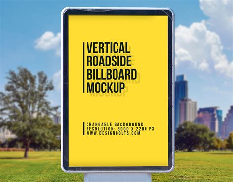 Free Outdoor Advertising Roadside Street Vertical Billboard Mockup Psd