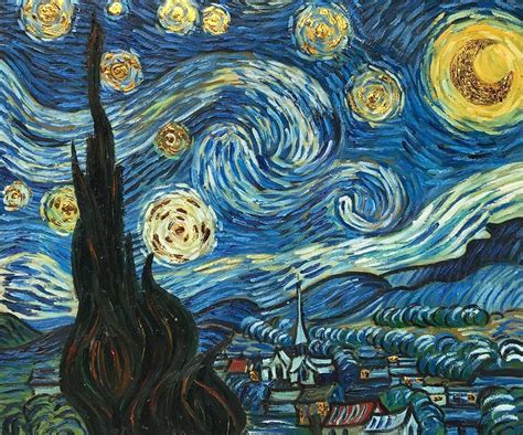 The Starry Night Is Shown In This Painting