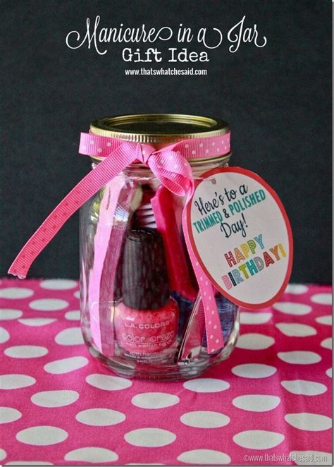 In this list, you'll find unique gifts under $100 that will impress anyone without completely breaking the bank. Manicure in a Jar Gift Idea + Printable | 100+ Gift Ideas ...