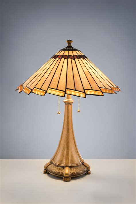 Bronze Table Lamp W Leaded Glass Shade Table Lamps Collection City Knickerbocker