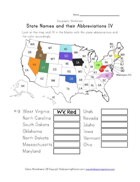 States And Abbreviations Worksheet Practice Activity State Images