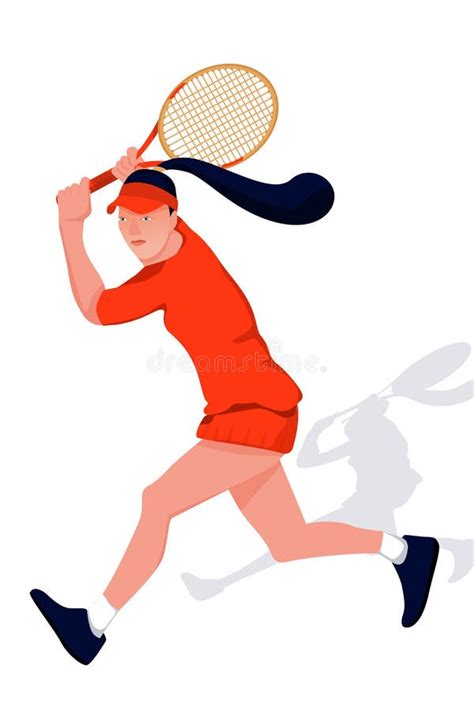 Illustration With Woman Tennis Player On White Background Healthy