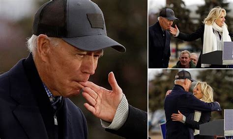 Joe Biden Bites His Wifes Finger As She Waves At Start Of 800 Mile No Malarkey Bus Tour Of Iowa