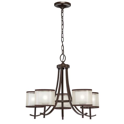 They have a huge selection of lights, and glass ceiling light shades. Hampton Bay 5-Light Bronze Ceiling Chandelier with Organza ...