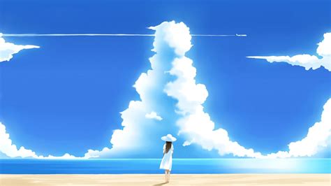 Drawing Blue Sea Water Clouds Wallpapers Hd Desktop