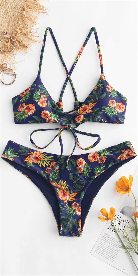 Shop For Floral Criss Cross Bikini Set Women Swimsuit Hot Sex Picture