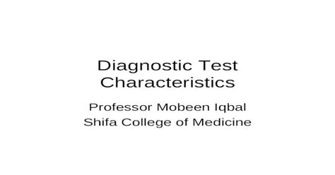 Diagnostic Test Characteristics Ppt Powerpoint