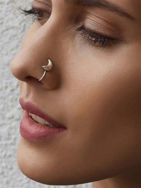 Silver Crescent Moon Nose Ring Nose Jewelry Indian Nose Ring Nose Ring