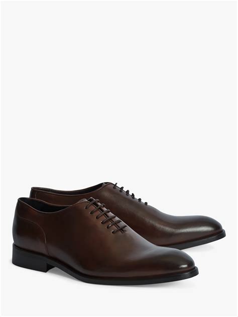 Reiss Bay Leather Whole Cut Shoes Dark Brown At John Lewis And Partners