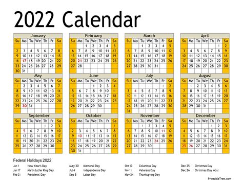 Free Printable 2022 Calendar With Holidays Calendar 2022 Free