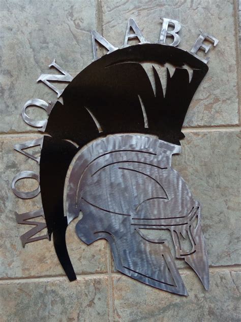 Molon Labe Spartan Helmet Plasma Cut Metal Wall Art 24 T Etsy