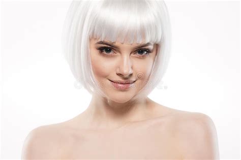 160 Vogue Style White Hair Platinum Blonde Beautiful Woman Stock Photos