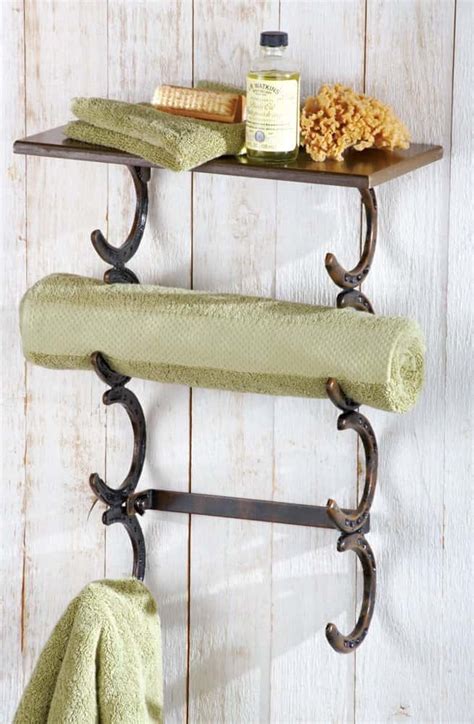 Wall mounted shelves for towels hat organization. 10 Interesting Towel Racks