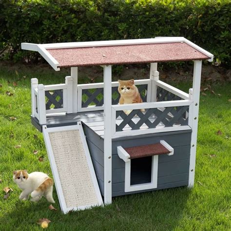 Below we give tips on how to do this. Kinbor Wooden Cat House Indoor & Outdoor Kitten Condo. Pet ...