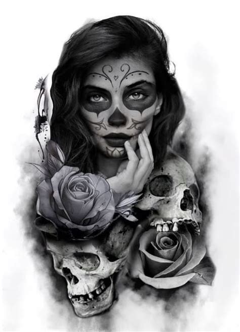 Best Sugar Skull Tattoo Designs With Meanings D A De Los Muertos Skull Girl Tattoo