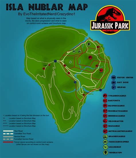 Isla Nublar Map Based On The First Film Fandom