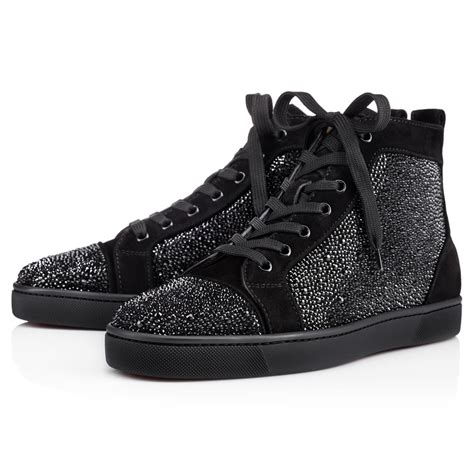 Louis Strass Sneakers Suede Calf And Strass Black Christian