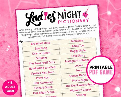 Ladies Night 30 Pictionary Prompts Naughty Bachelorette Etsy