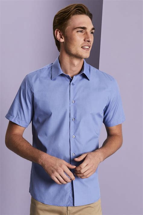 Essentials Mens Short Sleeve Shirt Mid Blue Simon Jersey