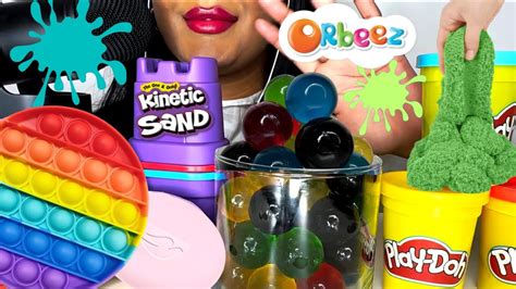 Asmr Eating Giant Orbeez Edible Play Doh Kinetic Sand Jelly Pop It