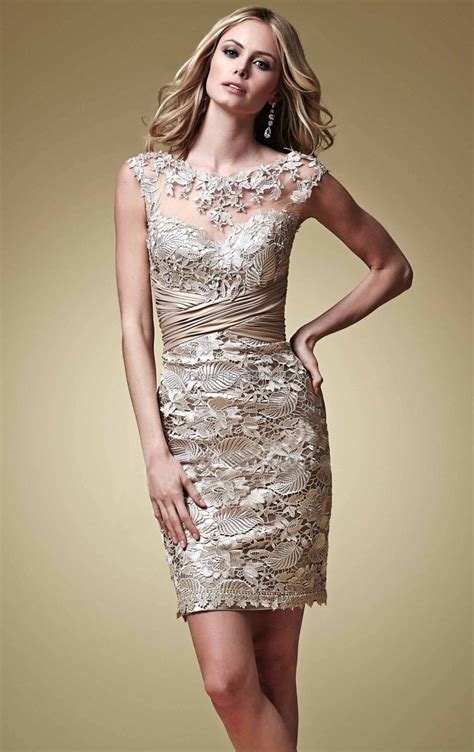 Champagne Vintage Lace Mother Of The Bride Dresses Above Knee Length