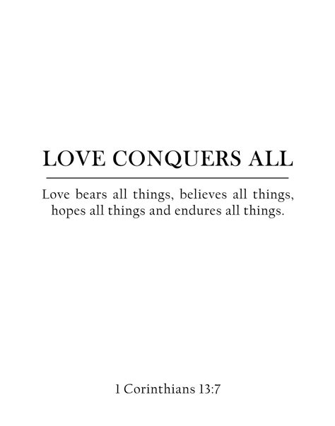 Love Conquers All 1 Corinthians 1317 Bible Verse Scripture Etsy