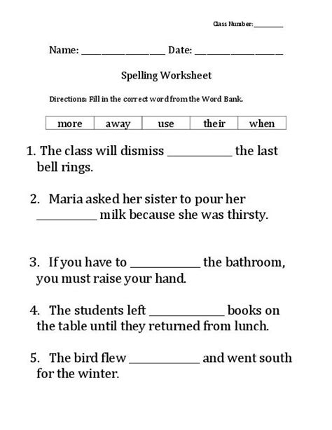 8th Grade Spelling Worksheets
