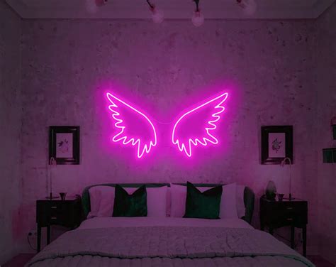 Led Angel Wings Neon Sign Home Decoration Neon Wall Decor Sigh Etsy