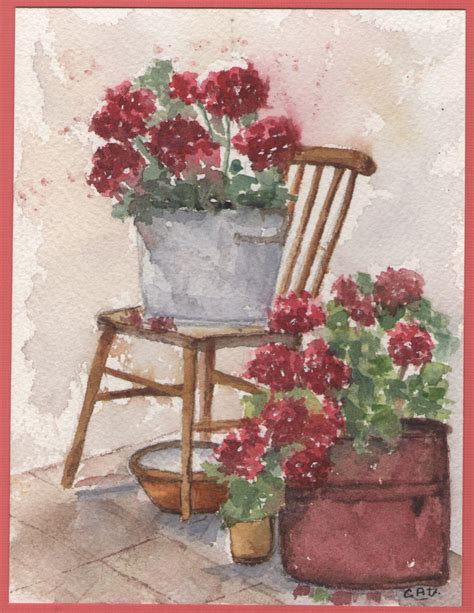 Watercolor Geraniums At Explore Collection Of