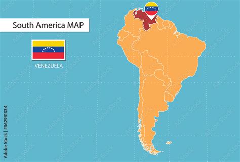 Venezuela Map In South America Icons Showing Venezuela Location And