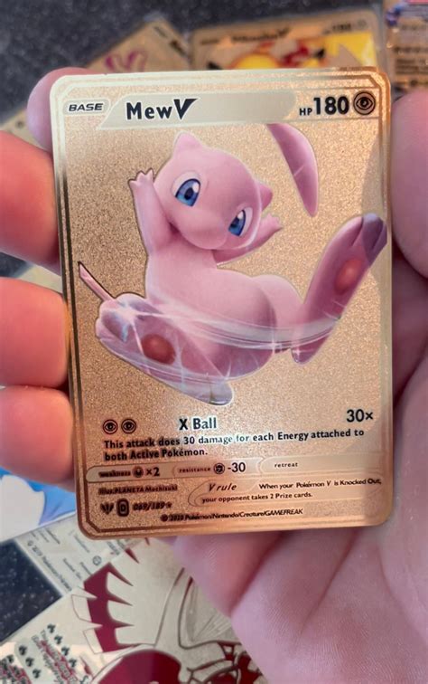 Gold Metal Mew Custom Pokemon Card Vmax Gx Ex Shiny Full Art Etsy