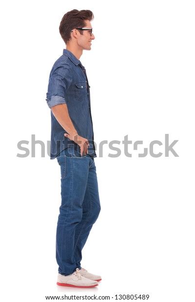 Side View Casual Young Man Standing Stock Photo Edit Now 130805489