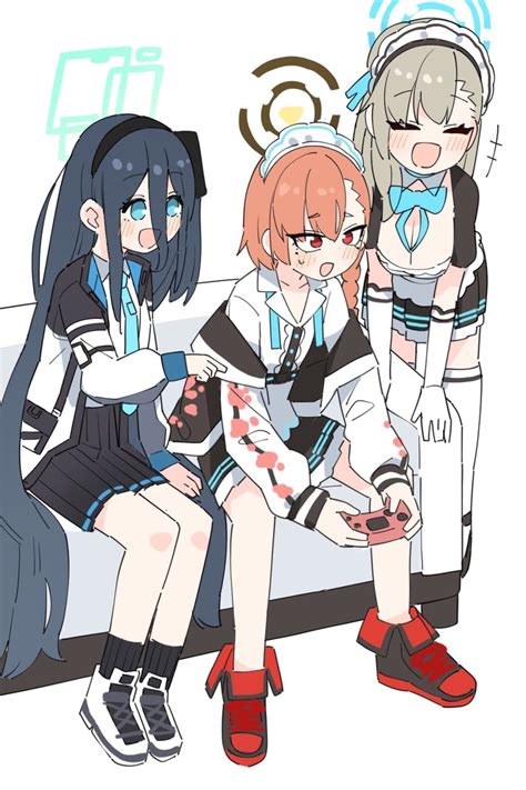 Asuna Arisu And Neru Blue Archive Drawn By Kamo Kamonabe