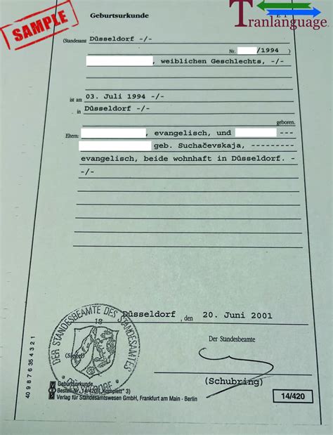 birth certificate germany v tranlanguage certified translations