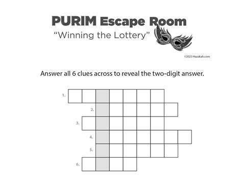 Purim Escape Room: Winning the Lottery Solve Purim-themed Puzzles to
