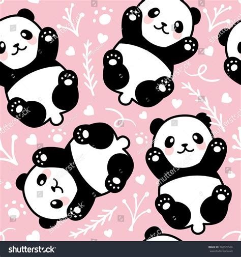 Cute Cartoon Panda Seamless Pattern Background Vector Illustration Ad