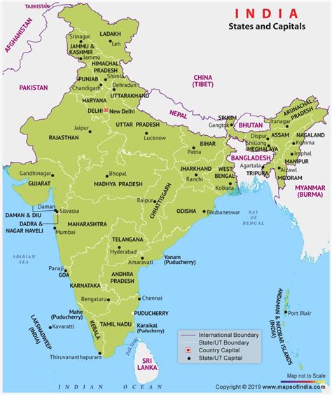 States And Capitals Map Of India States And Capitals India Map Map