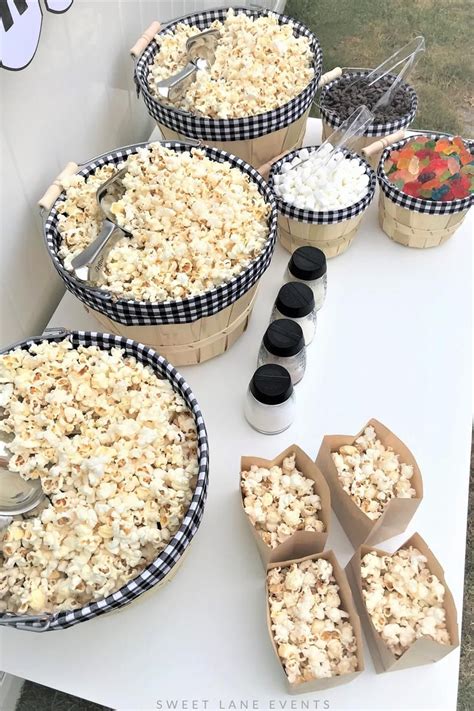 Popcorn Bar Black And White Gingham Party In A Box Etsy Popcorn Bar