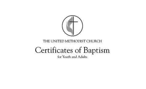 United Methodist Youth And Adult Baptism Flat Certif Cokesbury
