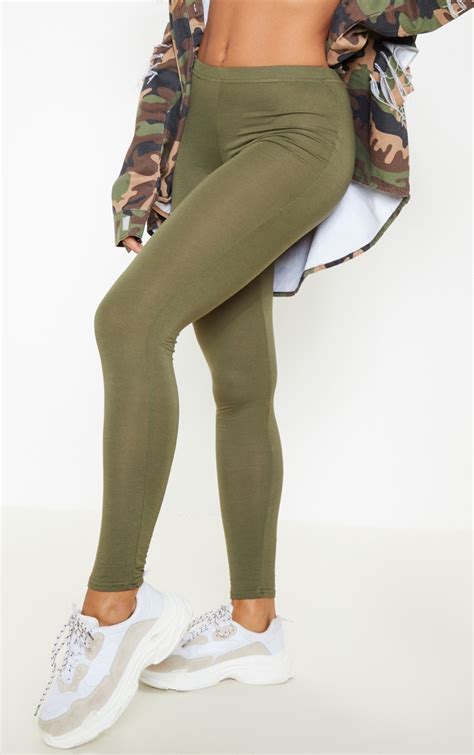 Basic Khaki Leggings Leggings Prettylittlething Prettylittlething Usa