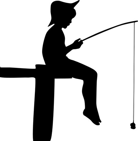 Commercial use clipart free download! boy fishing clipart silhouette - Clipground