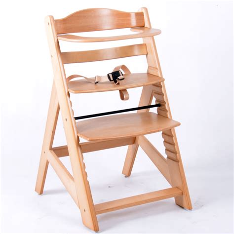 Chaise Haute en bois Ajustable Chaise bébé Escalier chaise haute NATURE