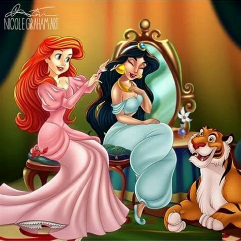 ariel and jasmine by nicolegrahamart disney princess art disney disney love