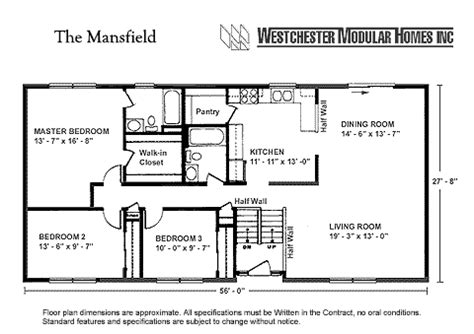 Search our database with hundreds of the most popular home plans, blueprints, and floor plans and save by buying direct from house designers. Mansfield by Westchester Modular Homes Ranch Floorplan