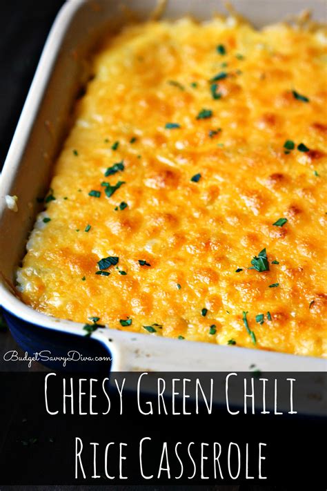 Shredded cheddar cheese, cream of mushroom soup, frozen broccoli and 4 more. Cheesy Green Chili Rice Casserole Recipe | Budget Savvy Diva