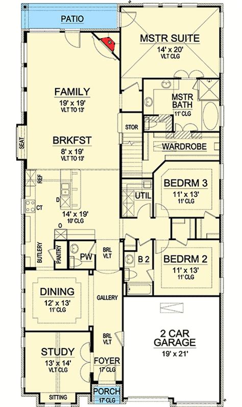 Elegant House Plan For Narrow Lot 36419tx